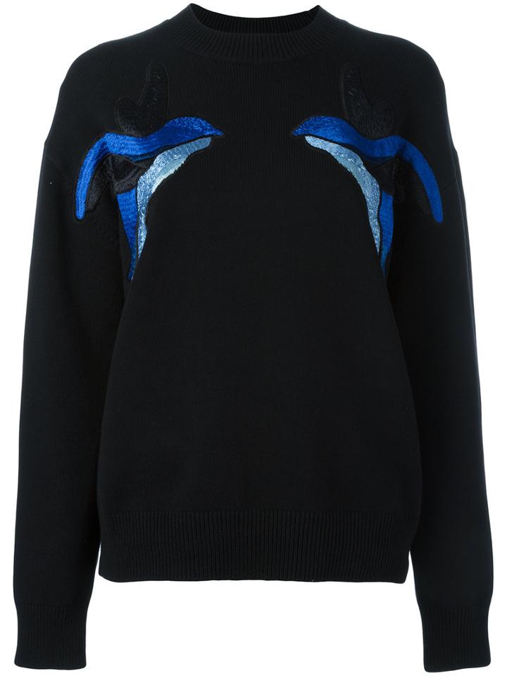 Victoria Victoria Beckham Birds Embroidery Jumper, Women's, Size: 10, Black, Cotton/nylon/spandex/elastane/viscose