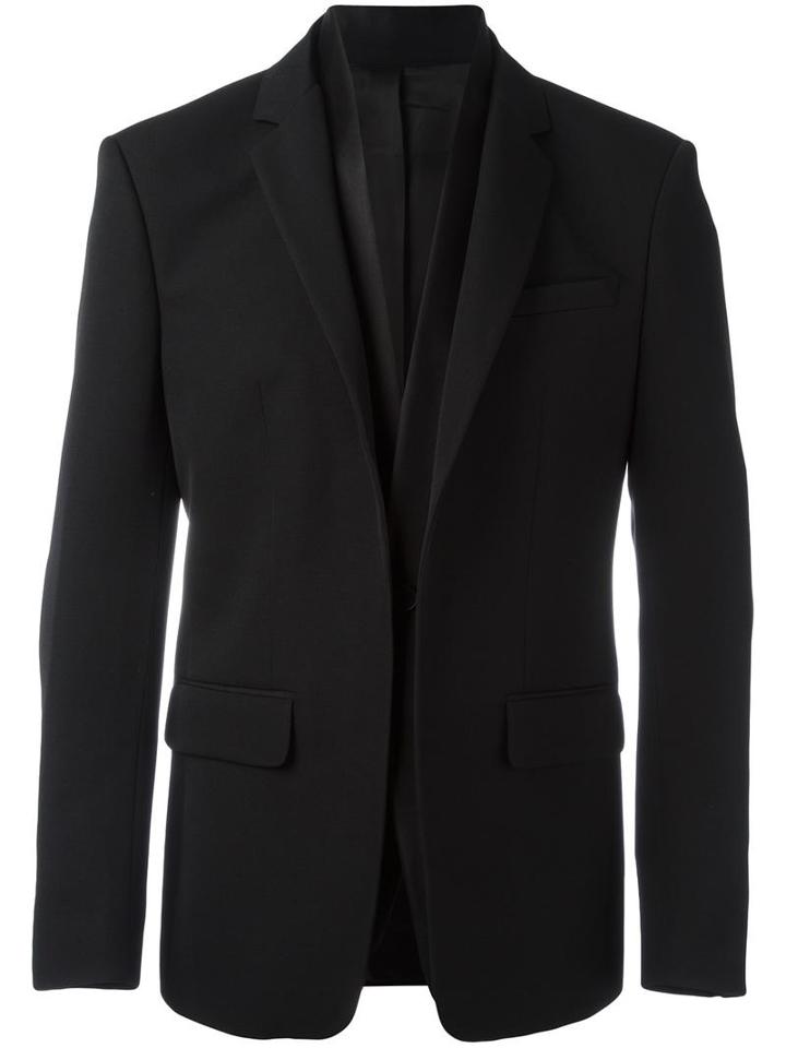 Givenchy Layered Lapel Blazer, Men's, Size: 54, Black, Wool/silk/polyester/cotton