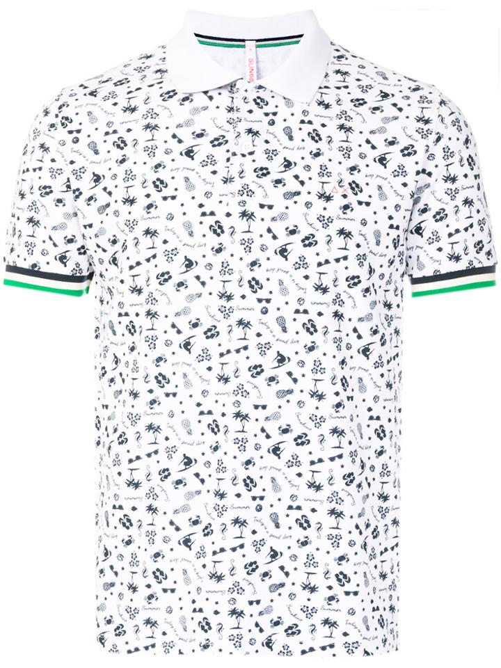 Sun 68 Graphic Print Polo Shirt - White