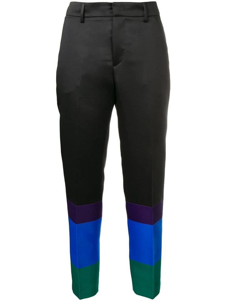 Pt01 Block Stripe Satin-twill Trousers - Black
