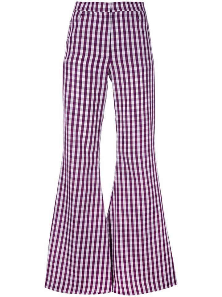 House Of Holland Flared Gingham Trousers - Pink