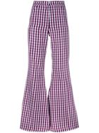 House Of Holland Flared Gingham Trousers - Pink