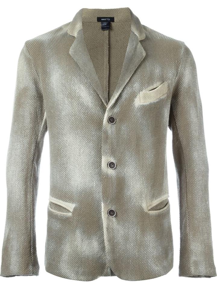 Avant Toi Distressed Knit Blazer, Men's, Size: M, Green, Cotton/linen/flax/hemp