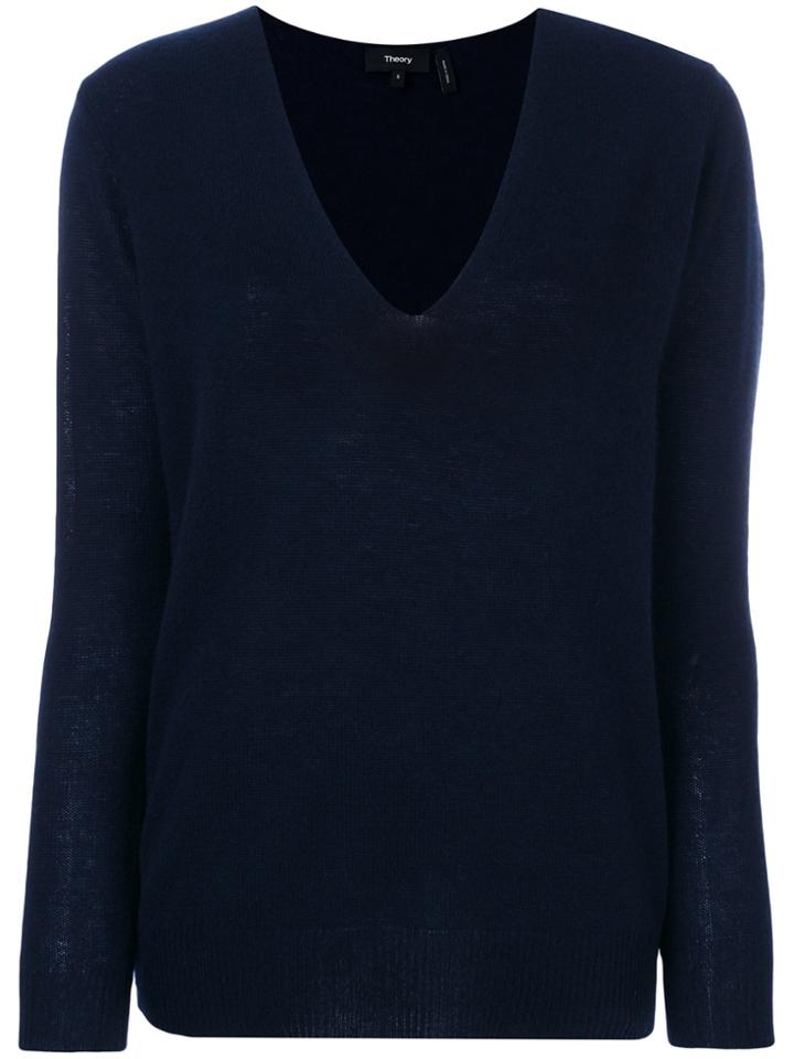 Theory V-neck Jumper - Blue