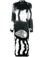 Ann Demeulemeester Abstract Print Midi Dress, Women's, Size: 38, Green, Silk/spandex/elastane