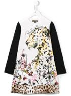 Roberto Cavalli Kids Leopard Print Dress, Girl's, Size: 12 Yrs, White
