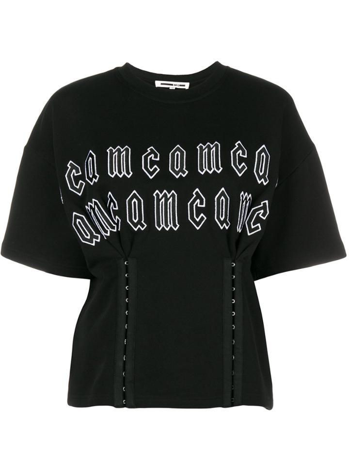 Mcq Alexander Mcqueen Repeat Logo Corset Waist T-shirt - Black
