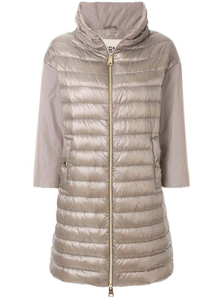 Herno Down Panelled Coat - Grey