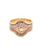Carolina Bucci 18k Yellow Gold Studded Shield Ring, Women's, Size: A, Metallic