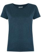Egrey Round Neck T-shirt, Women's, Size: 42, Blue, Viscose