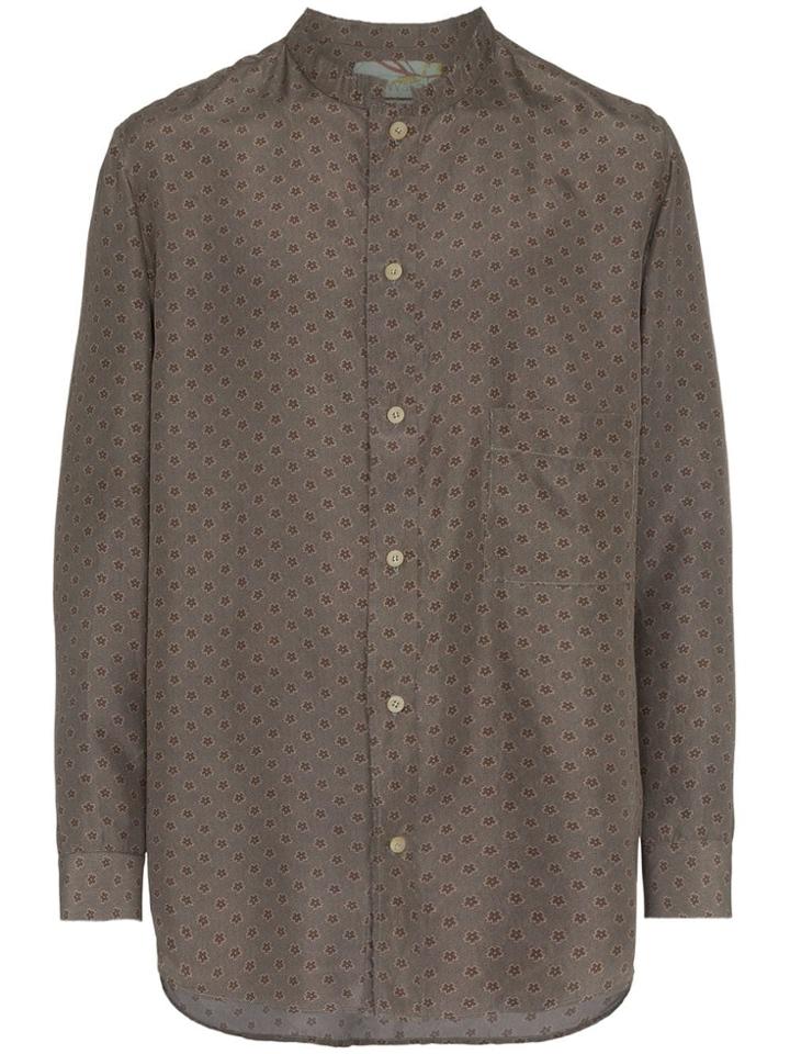 By Walid Tarek Print Silk Shirt - Green