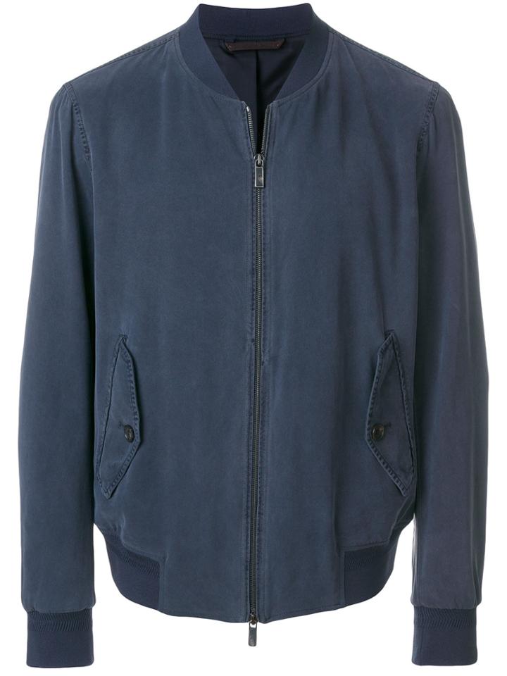 Ermenegildo Zegna Zipped Bomber Jacket - Blue