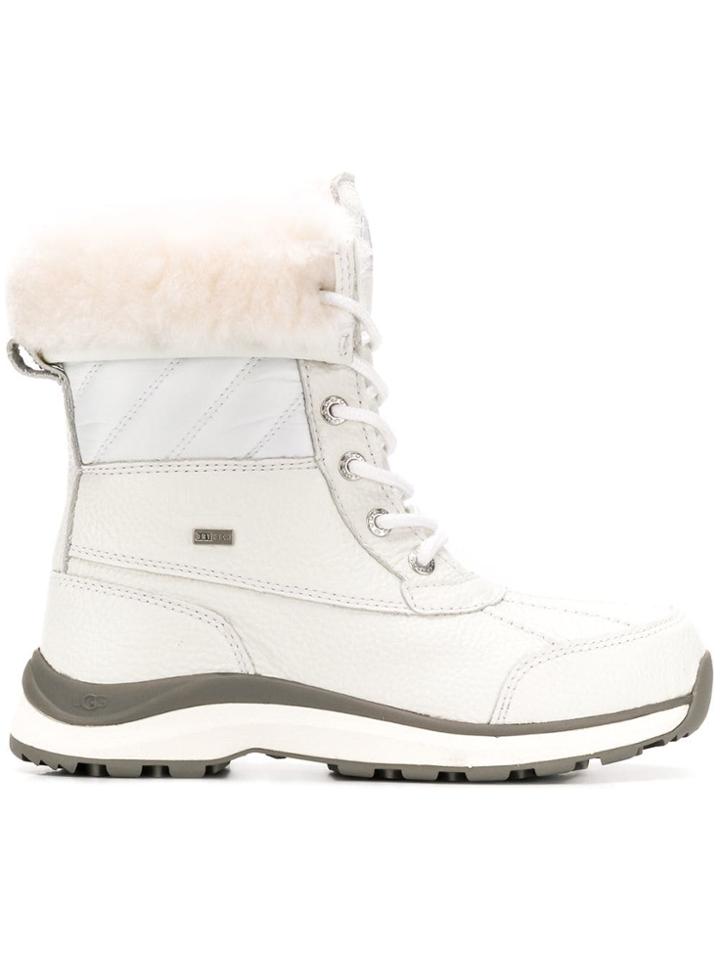 Ugg Australia Fur Trim Lace-up Boots - White