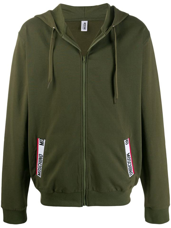 Moschino Logo Tape Zipped Hoodie - Green