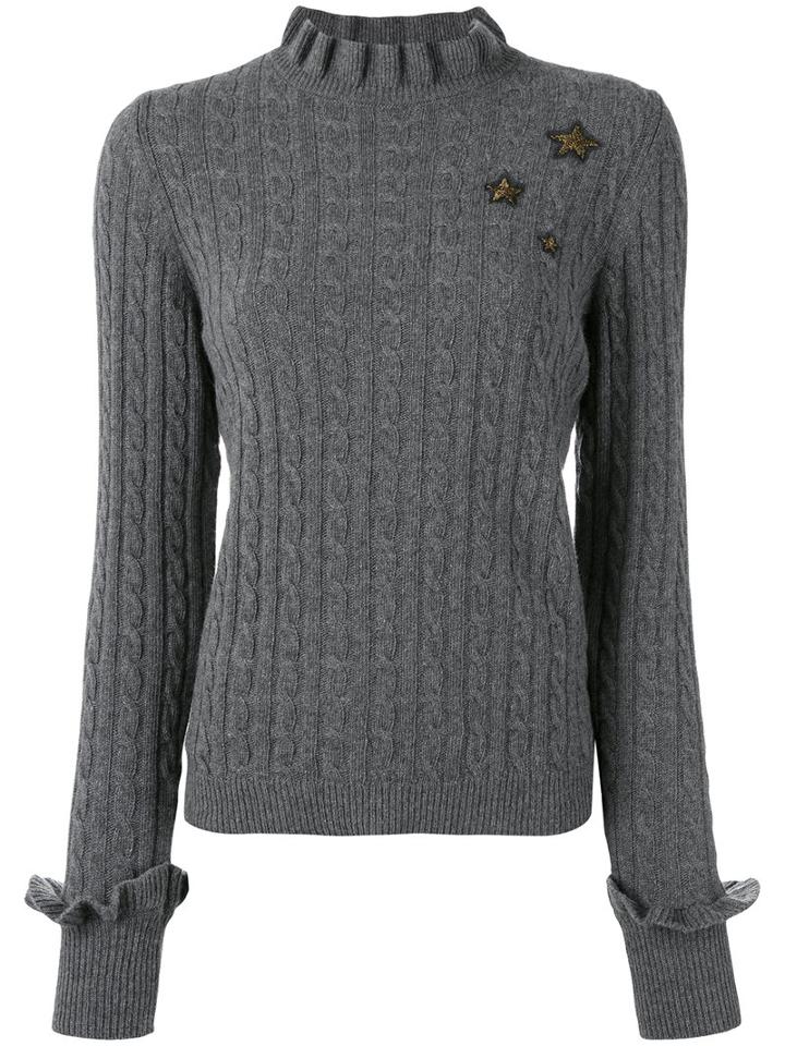 Red Valentino - Cable Knit Slim-fit Jumper - Women - Polyamide/viscose/angora/metallic Fibre - Xs, Grey, Polyamide/viscose/angora/metallic Fibre