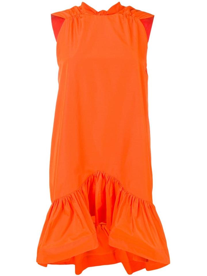 Msgm Ruffled Hem Dress - Orange