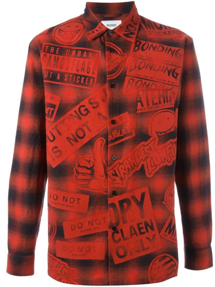 Doublet All-over Print Shirt, Men's, Size: Large, Red, Cotton