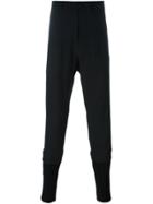 Isabel Benenato Ribbed Cuffs Tapered Trousers - Black