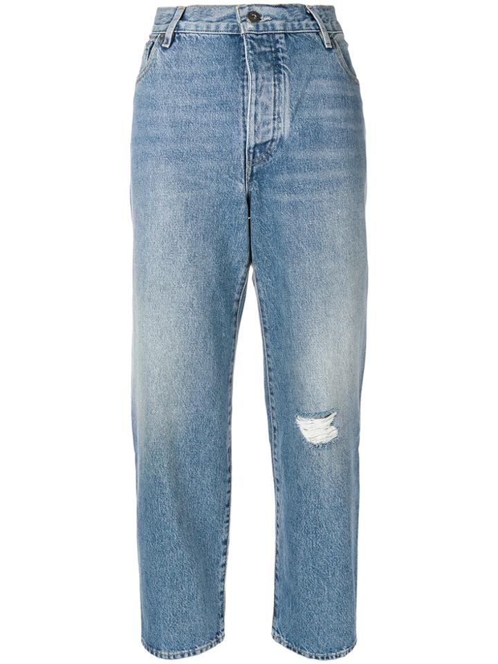 Levi's High Rise Cropped Ripped Jeans - Blue