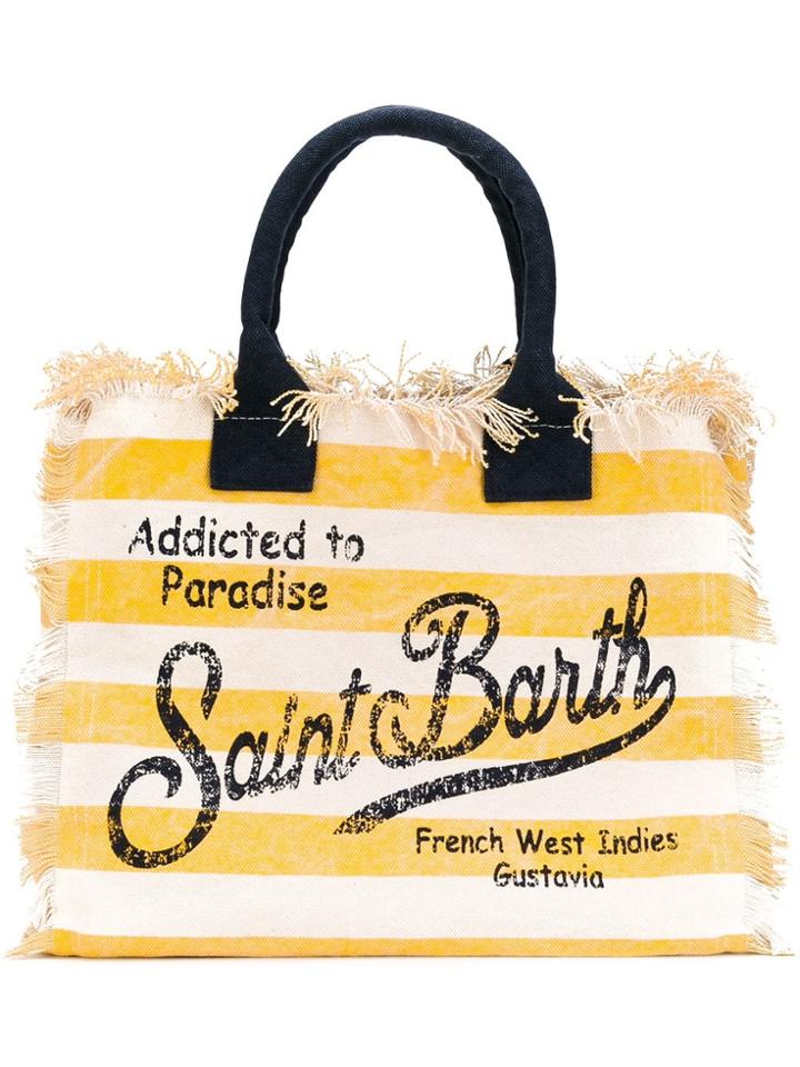 Mc2 Saint Barth Striped Frayed Edge Tote - Yellow