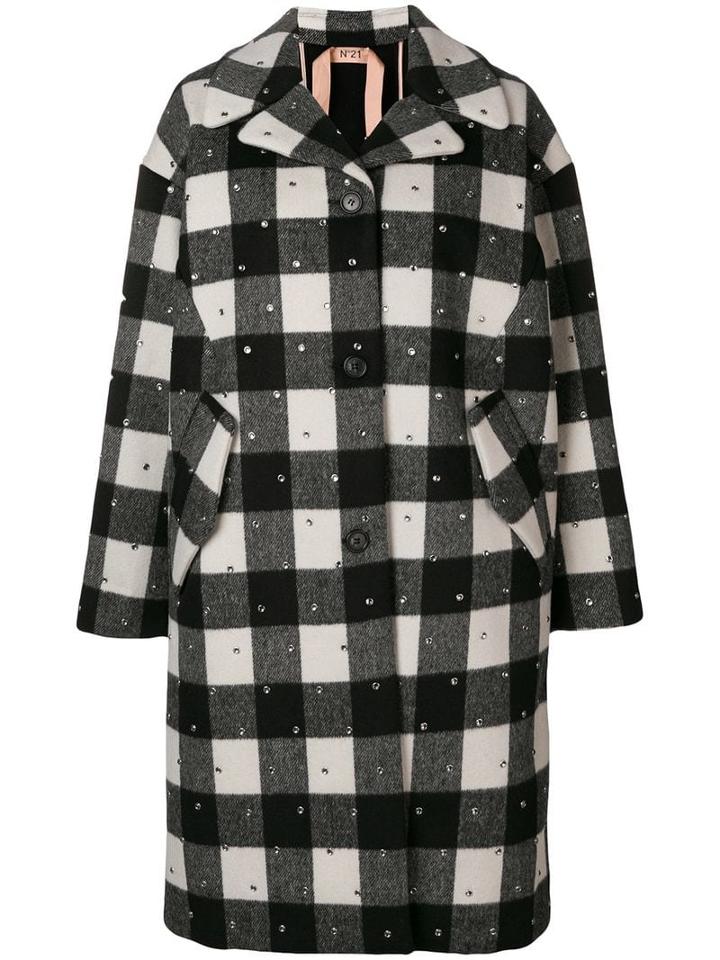 Nº21 Embellished Single-breasted Coat - Black