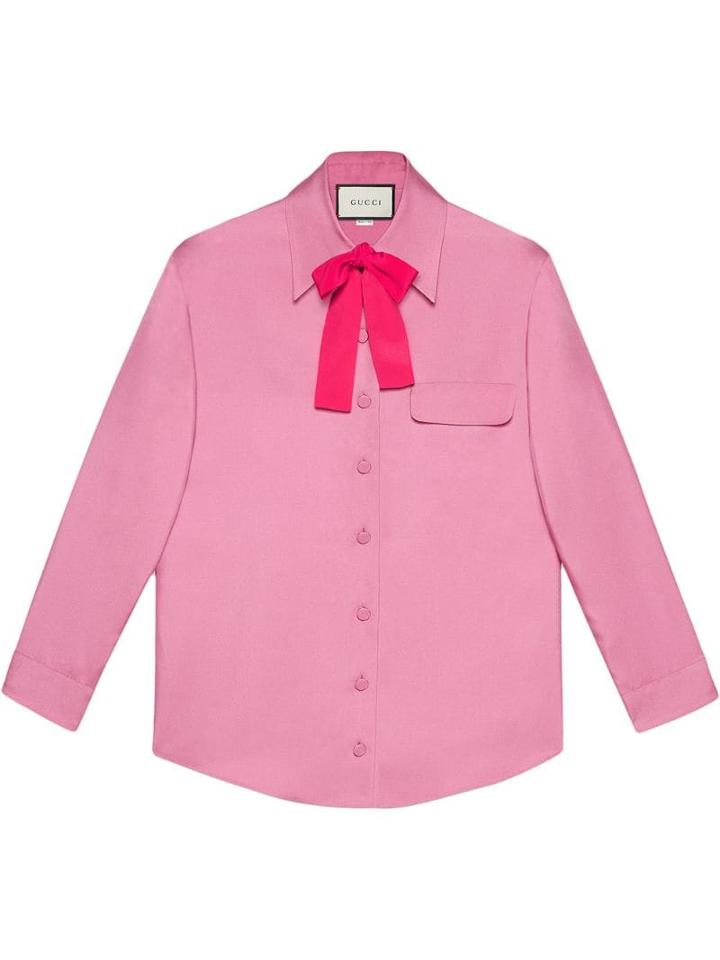 Gucci Silk Bow Shirt - Pink