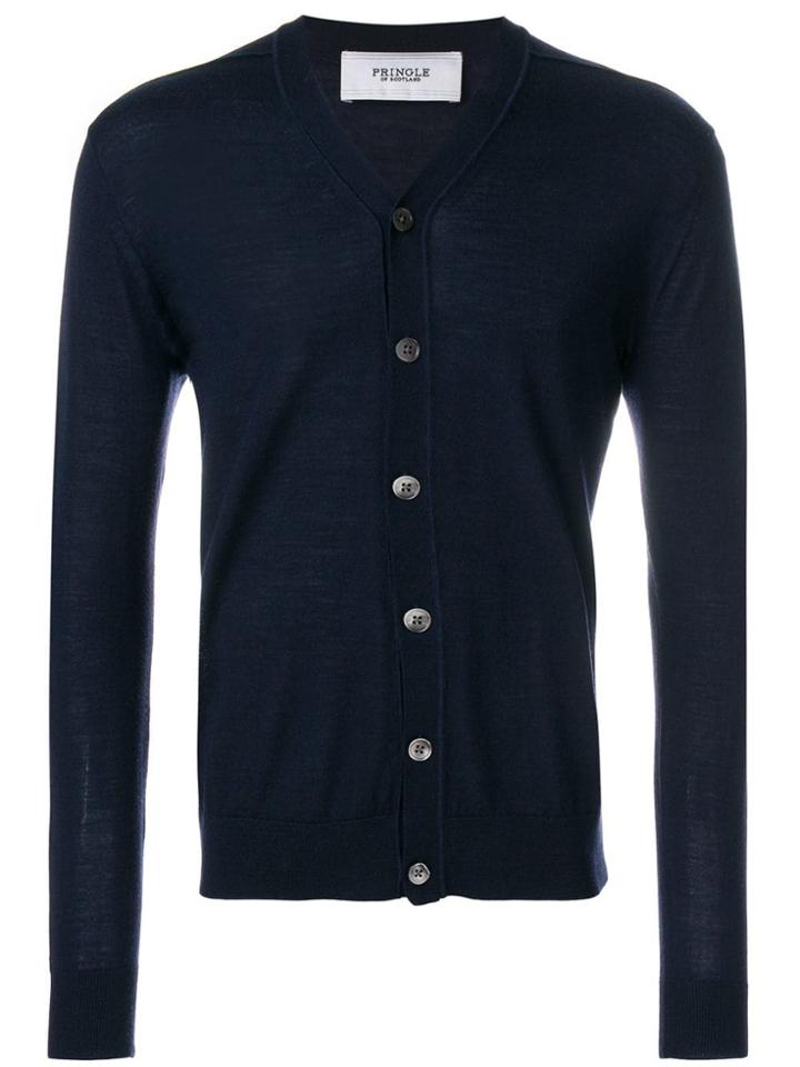 Pringle Of Scotland Men's Classic Merino Cardigan In Navy -