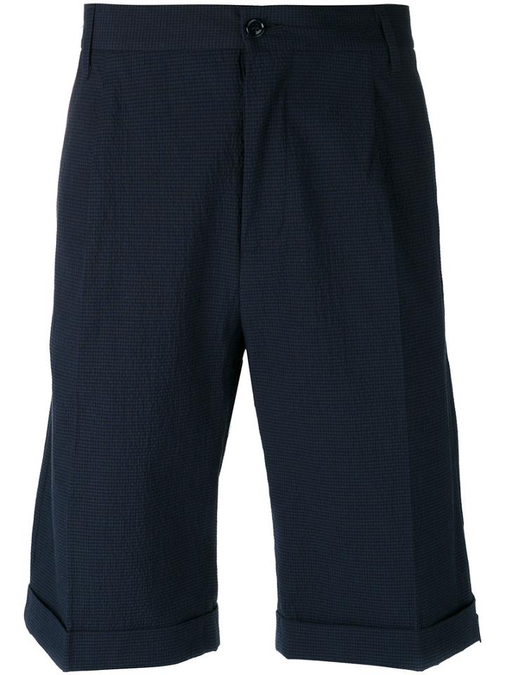 Mp Massimo Piombo - Tailored Check Shorts - Men - Cotton/spandex/elastane - 52, Blue, Cotton/spandex/elastane