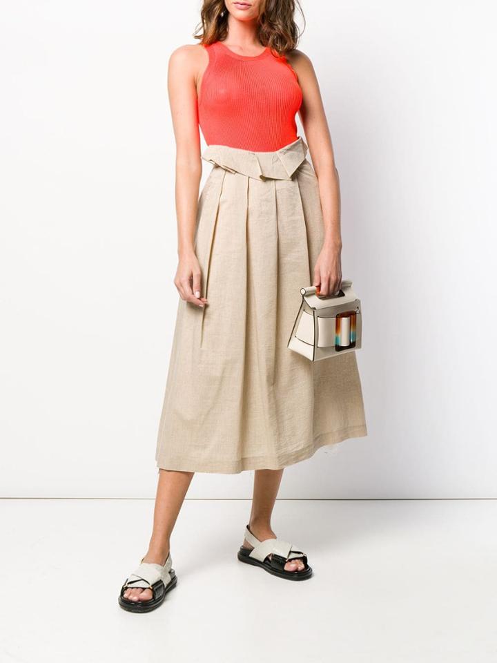 Maison Flaneur Foldover Waist Skirt - Neutrals