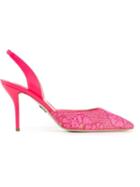 Paul Andrew Flower Embroidered Sling-back Pumps