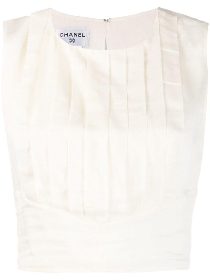 Chanel Vintage 2002's Pleated Cropped Blouse - White