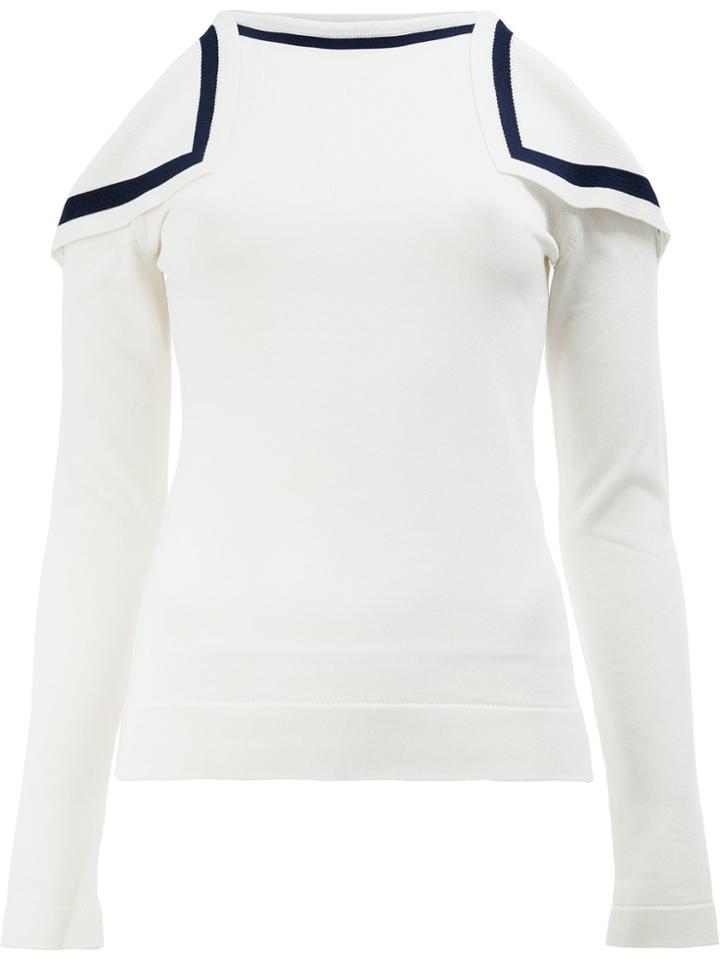 Oscar De La Renta Cold Shoulder Knitted Top - White