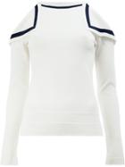 Oscar De La Renta Cold Shoulder Knitted Top - White