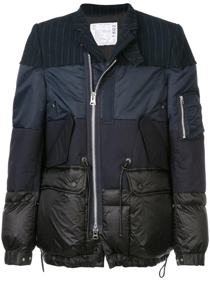 Sacai Print Mix Padded Jacket - Black