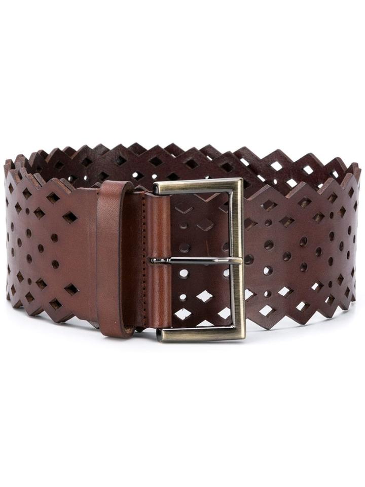 Alberta Ferretti Cut-detail Buckle Belt - Brown