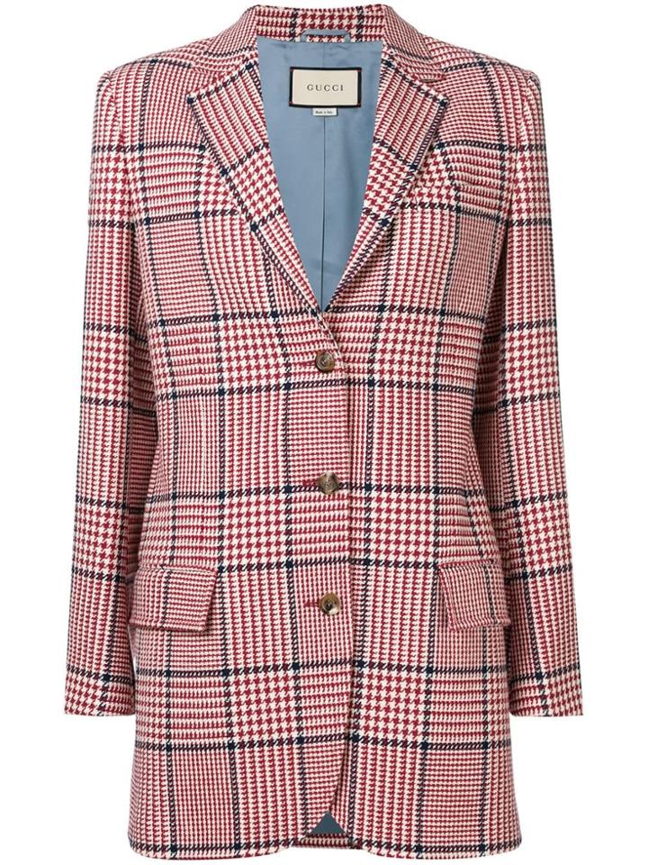 Gucci Houndstooth Check Blazer - Red