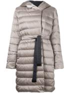 's Max Mara Padded Belted Hooded Coat, Women's, Size: 40, Nude/neutrals, Polyamide/polyester