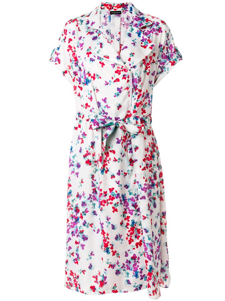 Emporio Armani Floral Watercolour Print Dress - White