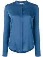 Vince - Band Collar Blouse - Women - Silk/spandex/elastane - 4, Blue, Silk/spandex/elastane