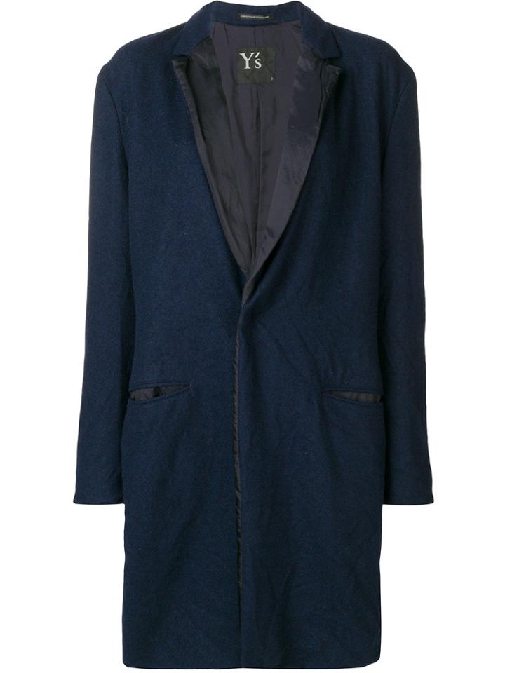 Y's Classic Single-breasted Coat - Blue