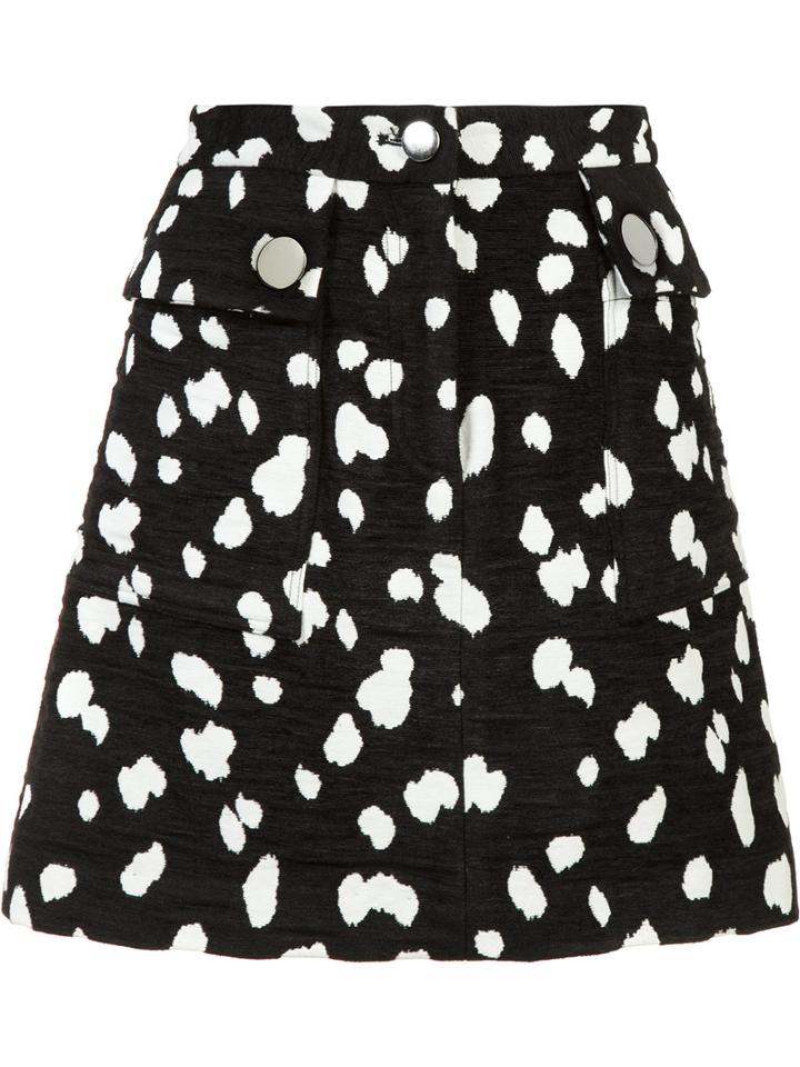 Adam Lippes Jacquard Mini Skirt, Women's, Size: 2, Black, Cotton/acrylic/polyester
