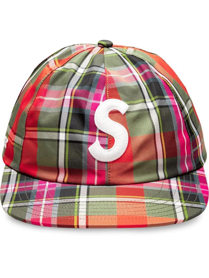 Supreme Logo Plaid Cap - Green