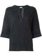 Brunello Cucinelli V Neck Jumper, Women's, Size: Medium, Black, Cashmere/brass