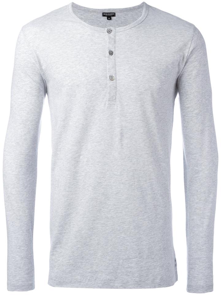 Ron Dorff Buttoned Neck Longsleeved T-shirt, Men's, Size: Medium, Grey
