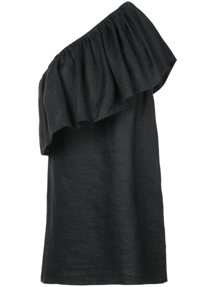 Mara Hoffman One Shoulder Ruffle Mini Dress - Black