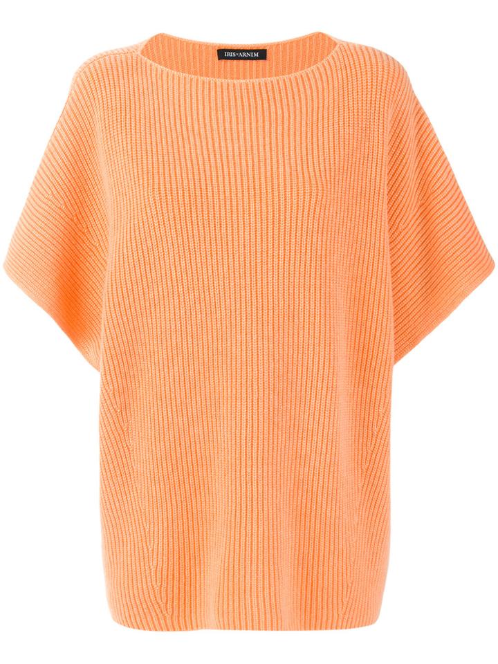 Iris Von Arnim Ribbed Shortsleeved Jumper - Yellow & Orange