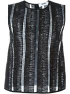Msgm Woven Panelled Top, Women's, Size: 42, Black, Polyamide/cotton