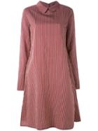 Rundholz - Striped Shirt Dress - Women - Silk/cotton - S, Red, Silk/cotton