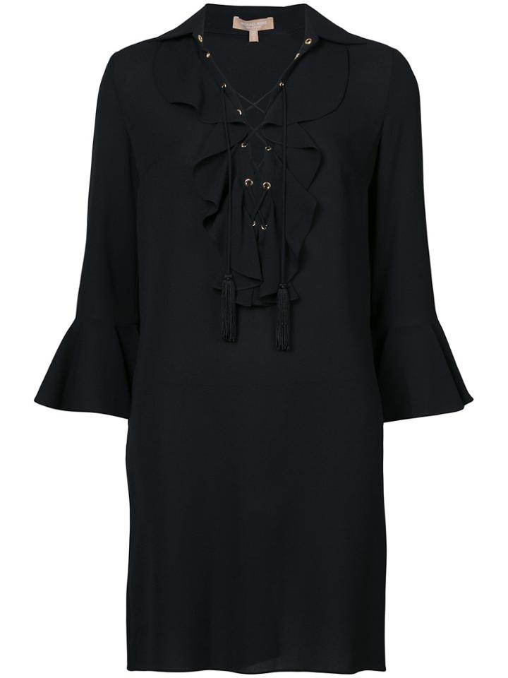 Michael Kors Lace Up Front Shift Dress - Black