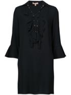 Michael Kors Lace Up Front Shift Dress - Black